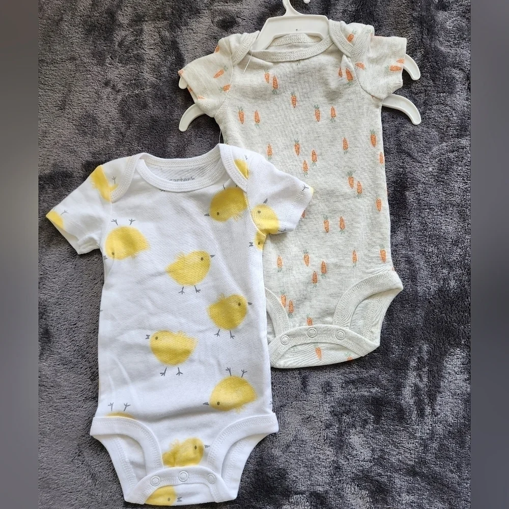 NWT baby boy Easter / spring/ summer clothes bundle, oncies & romper set, 3/6m